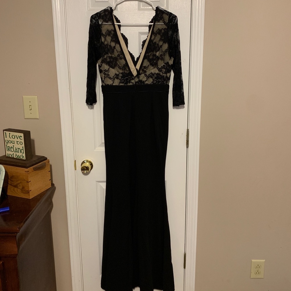 Saves by the Dress Black Lace Maxi with 3/4 sleeve